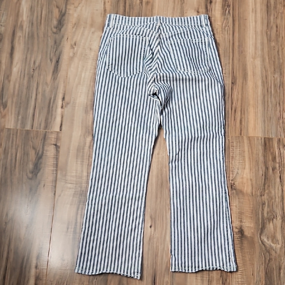 Zara Navy and White Striped Women's Jeans Size 8 - Picture 5 of 10